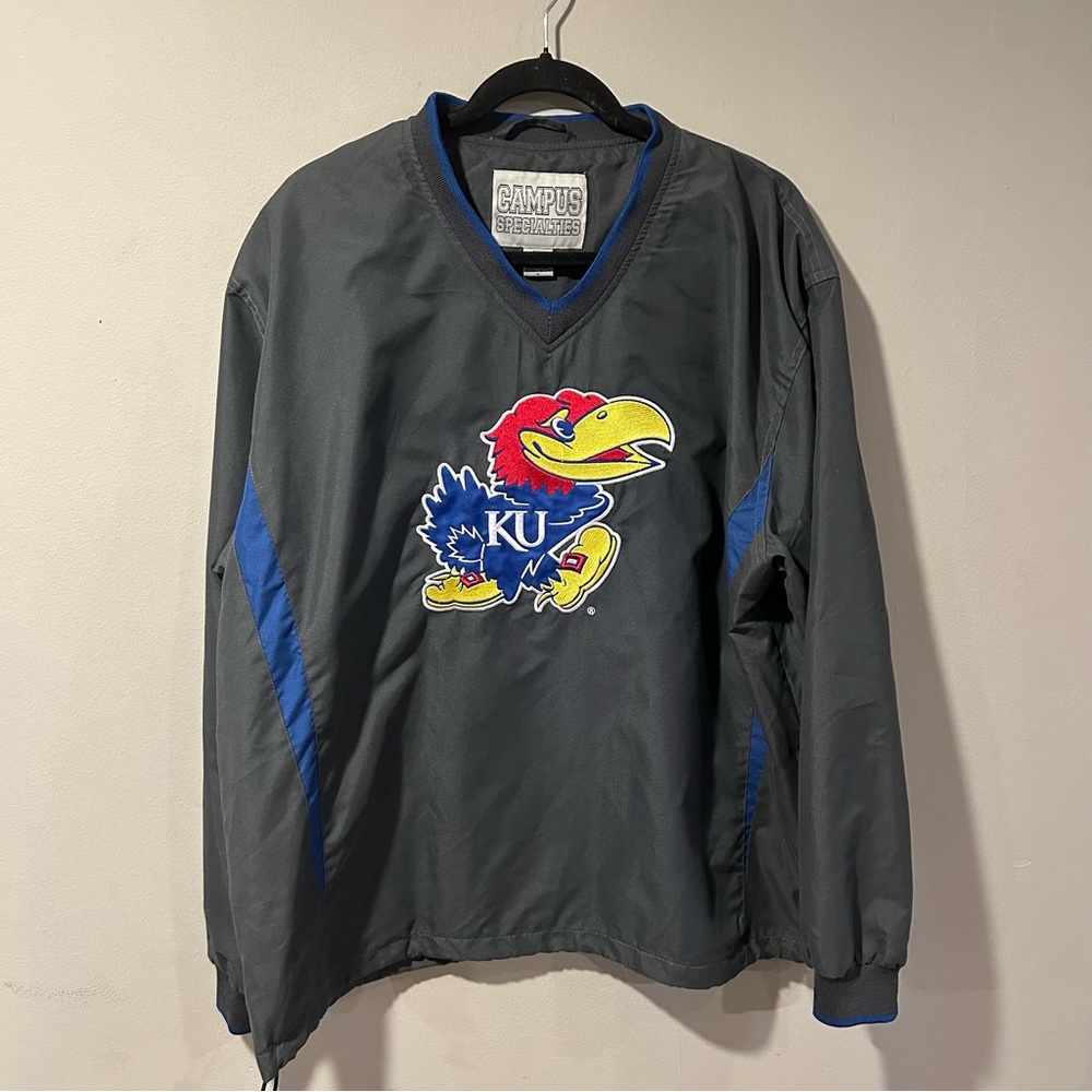 Vintage KU Kansas Jayhawks Pullover Wind Jacket Campus Specialities Mens Large